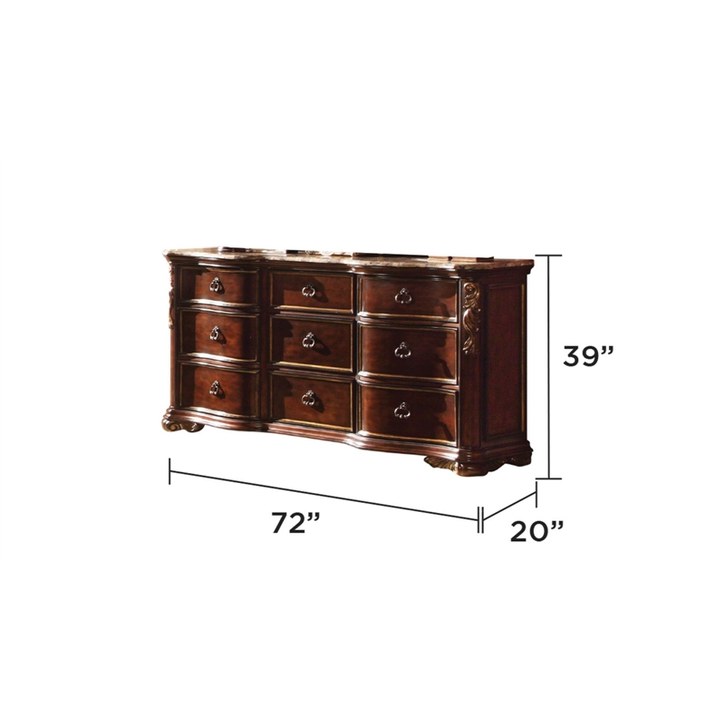 Bella Traditional Wood Dresser in Dark Walnut (Excludes Mirror)