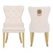 Simba Gold 2 Piece Dinning Chair Finish with Velvet Fabric in Beige