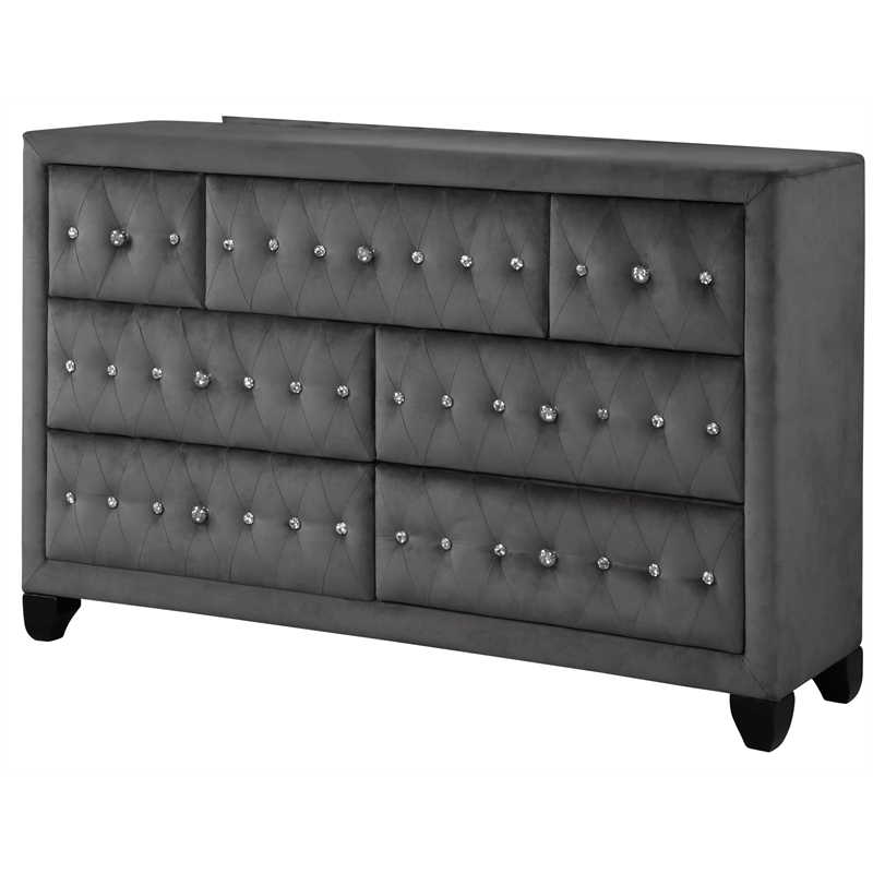 Sophia Full 4 Pc Bedroom Set In Color Gray Made With Wood
