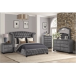 Sophia Full 5 Pc Upholstery Bedroom Set Made With Wood in Gray