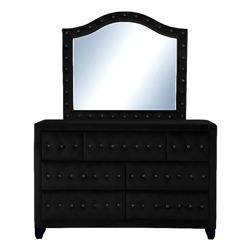 Sophia Crystal Tufted Dresser finished with Wood in Black