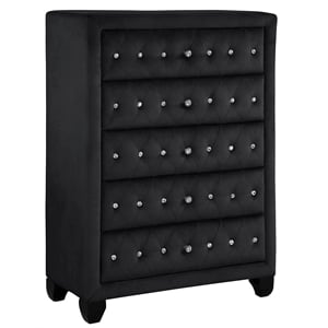 Sophia Crystal Tufted Chest finished with Velvet Fabric / Wood in Black