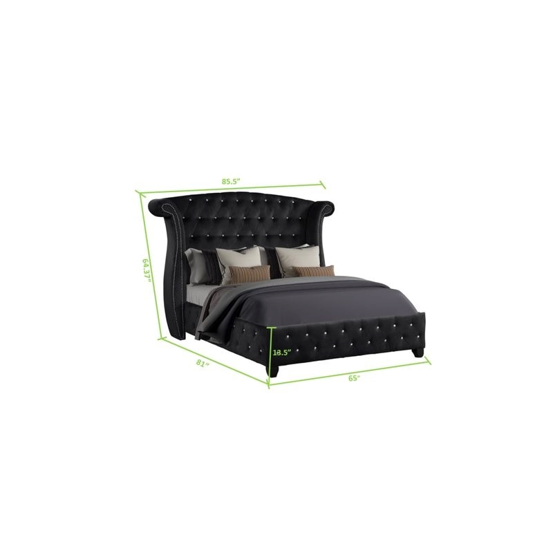 Sophia Queen 5 Pc Upholstery Bedroom Set Made With Wood in Black