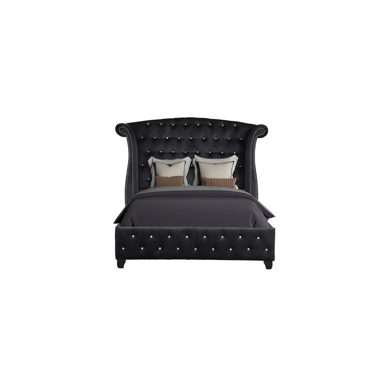 Sophia Upholstery Full Size Bed Made with Wood in Black Color