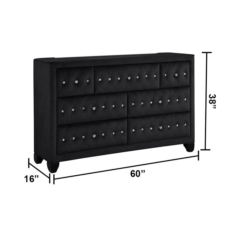 Sophia Full 4 Pc Upholstery Bedroom Set Made With Wood in Black