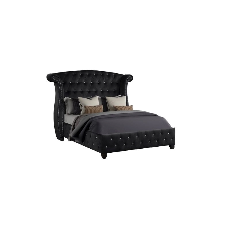 Sophia Full 4 Pc Upholstery Bedroom Set Made With Wood in Black