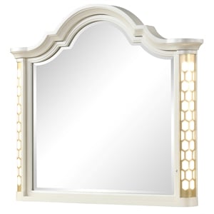 Jasmine Mirror with side LED lightning made with Wood in Beige