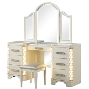 Jasmine Vanity Set with side LED lightning made with Wood in Beige