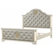 Jasmine King Size Tufted Upholstery & LED Bed made with Wood in Beige