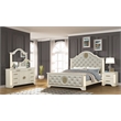 Jasmine Traditional King 4 Pc Unique LED Bedroom Set made with Wood in Beige