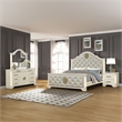 Jasmine Queen 4 Pc Unique LED Bedroom Set made with Wood in Beige