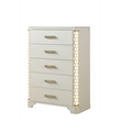 Jasmine Queen 5 Pc Unique LED Bedroom Set made with Wood in Beige