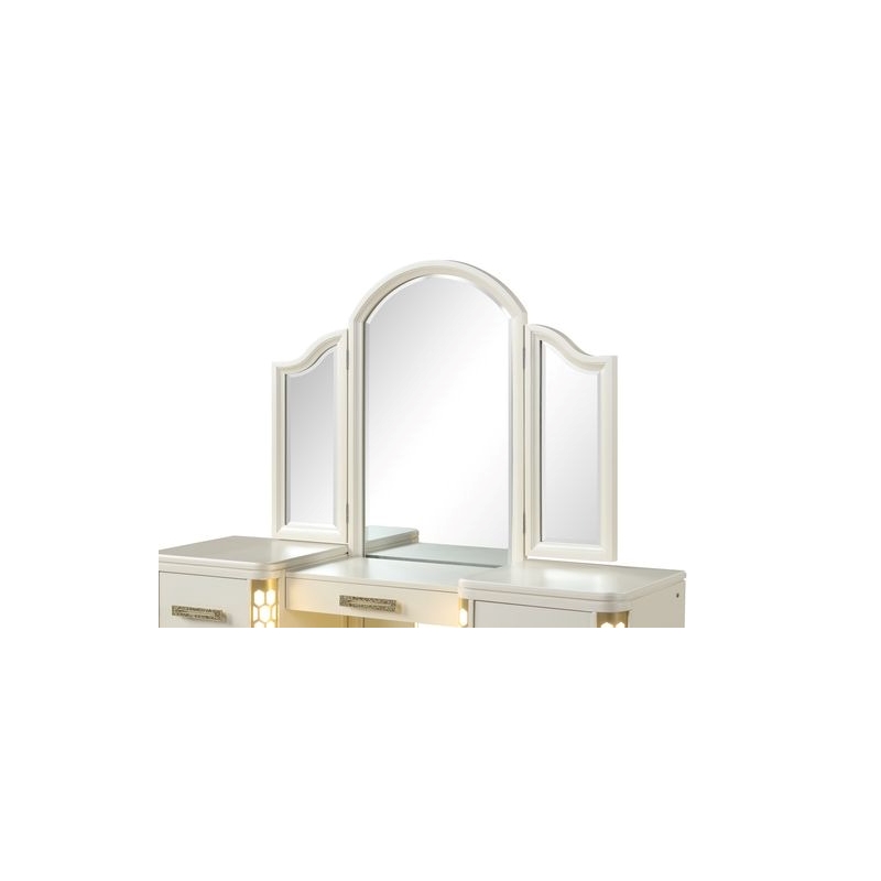 Jasmine Queen 4 Pc Unique LED Vanity Bedroom Set made with Wood in Beige
