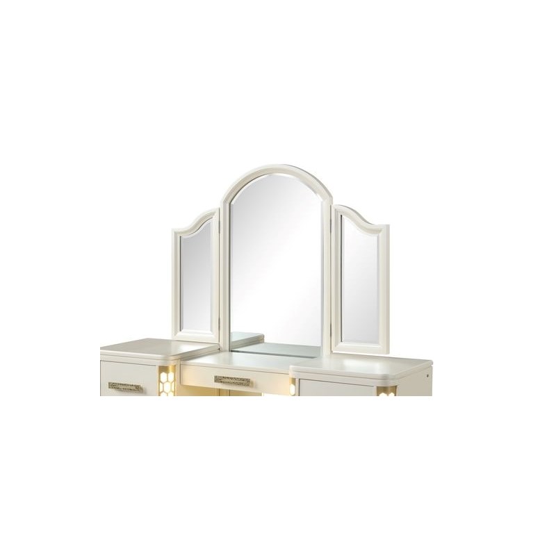 Jasmine Queen 5 Pc Unique LED Vanity Bedroom Set made with Wood in Beige