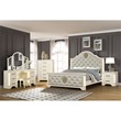 Jasmine Queen 5 Pc Unique LED Vanity Bedroom Set made with Wood in Beige