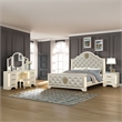 Jasmine Queen 5 Pc Unique LED Vanity Bedroom Set made with Wood in Beige
