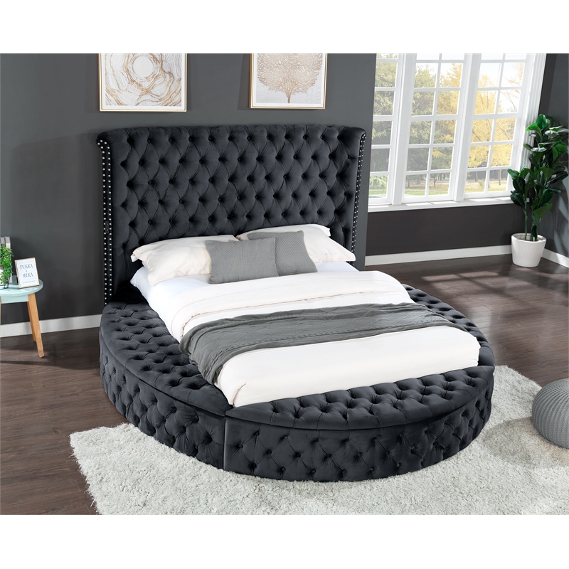 Hazel Queen 5 Pc Bedroom Set Made With Wood In Black Color
