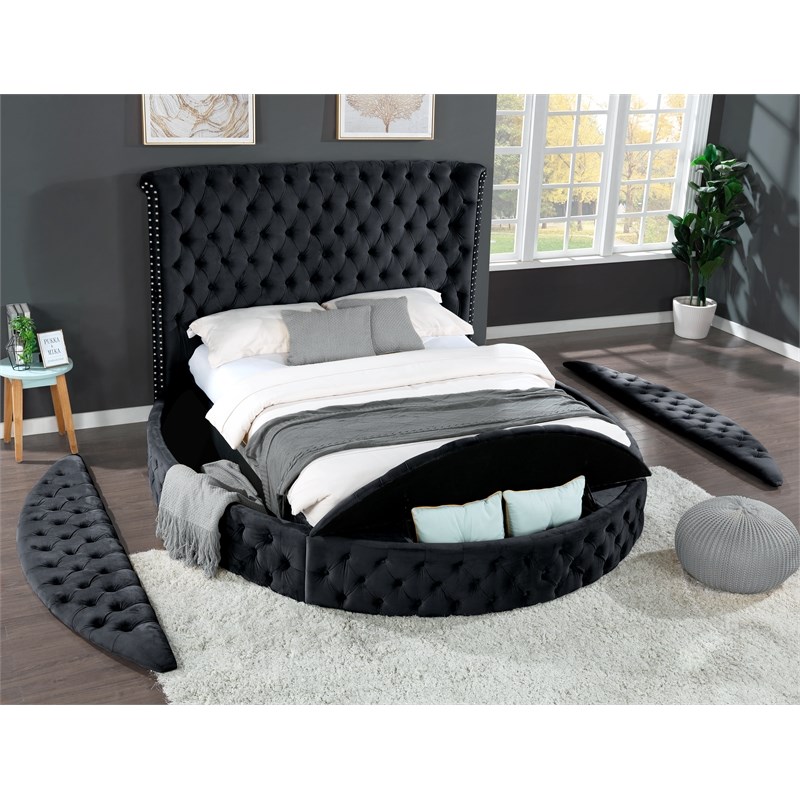 Hazel Modern Style 4-Piece King Vanity Bedroom Set made with Wood in Black