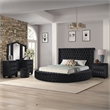 Hazel Modern Style 4-Piece Queen Vanity Bedroom Set made with Wood in Black