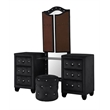 Hazel Modern Style 5-Piece Queen Vanity Bedroom Set made with Wood in Black