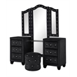 Hazel Modern Style 5-Piece Queen Vanity Bedroom Set made with Wood in Black