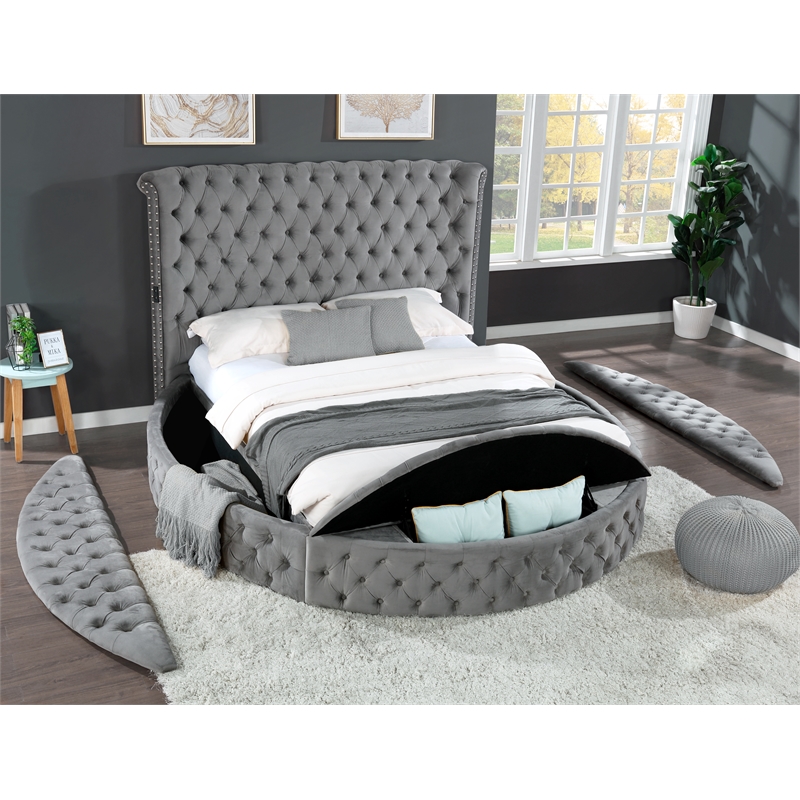 Hazel King 4 Pc Bedroom Set Made With Wood In Gray Color
