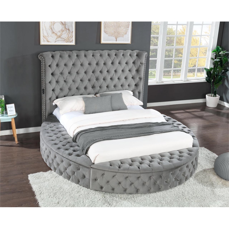 Hazel King 5 Pc Bedroom Set Made With Wood In Gray Color