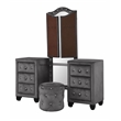 Hazel Modern Style 4-Piece King Vanity Bedroom Set made with Wood in Gray