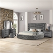 Hazel Modern Style 4-Piece King Vanity Bedroom Set made with Wood in Gray