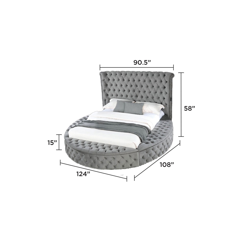 Hazel Modern Style 4-Piece King Vanity Bedroom Set made with Wood in Gray