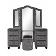 Hazel Modern Style 4-Piece King Vanity Bedroom Set made with Wood in Gray