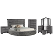 Hazel Modern Style 5-Piece King Vanity Bedroom Set made with Wood in Gray