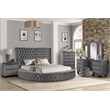 Hazel Modern Style 5-Piece King Vanity Bedroom Set made with Wood in Gray