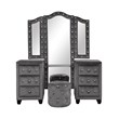 Hazel Modern Style 4-Piece Queen Vanity Bedroom Set made with Wood in Gray