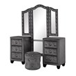 Hazel Modern Style 4-Piece Queen Vanity Bedroom Set made with Wood in Gray