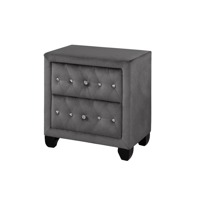 Hazel Modern Style 4-Piece Queen Vanity Bedroom Set made with Wood in Gray