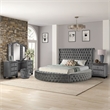 Hazel Modern Style 4-Piece Queen Vanity Bedroom Set made with Wood in Gray