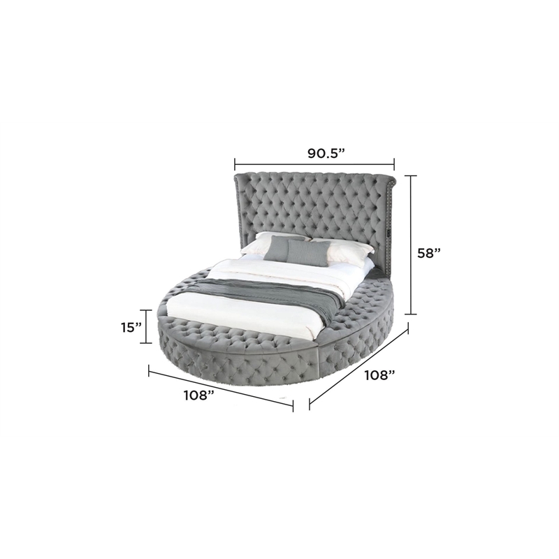 Hazel Modern Style 4-Piece Queen Vanity Bedroom Set made with Wood in Gray