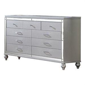 Sterling Mirror Framed Dresser Made With Wood in Silver Color