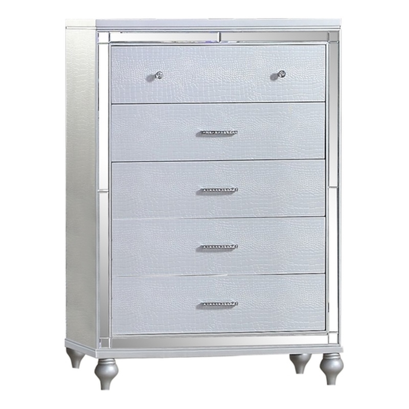 Sterling Mirror Framed Chest Made With Wood in Silver Color