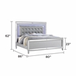 Sterling King Size Upholstery LED Bed made with wood in Silver Color