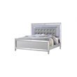 Sterling Queen Size Upholstered LED Bed made with wood in Silver Color