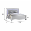 Sterling Queen Size Upholstered LED Bed made with wood in Silver Color