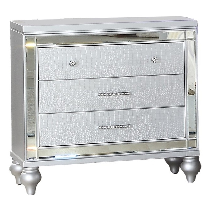 Sterling Mirror Framed Nightstand Made with Wood in Silver
