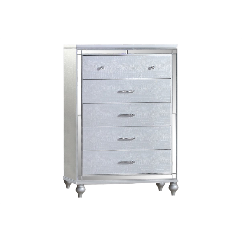 Sterling Full 5 PC LED Bedroom set made with wood in Silver Color