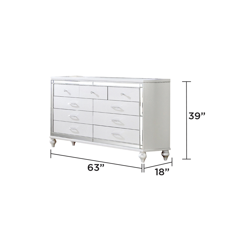 Sterling Mirror Framed Dresser Made With Wood in White Color