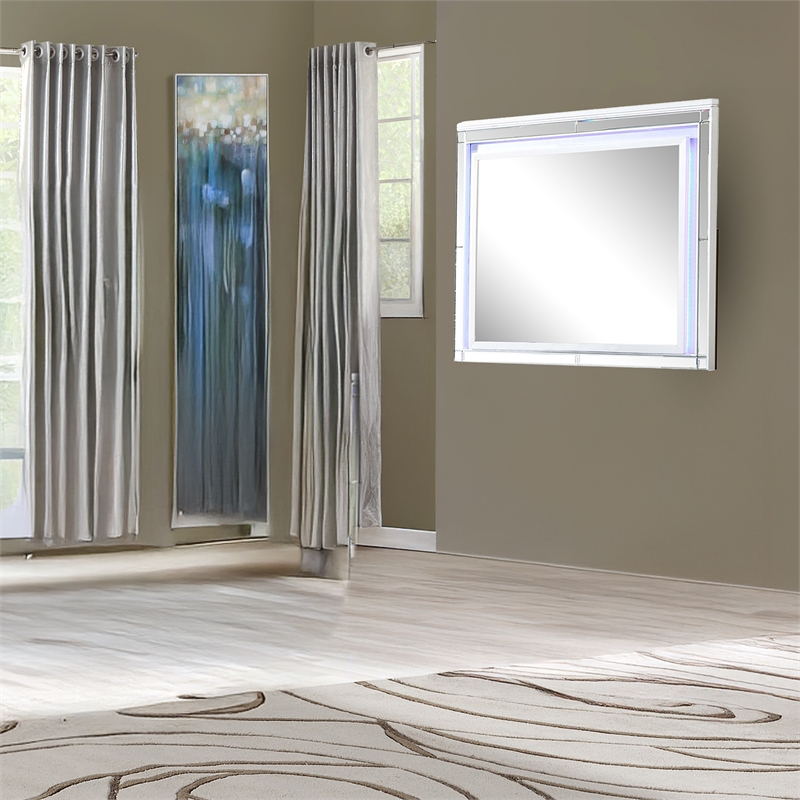 Sterling Mirror Framed LED Mirror Made With Wood in White Color