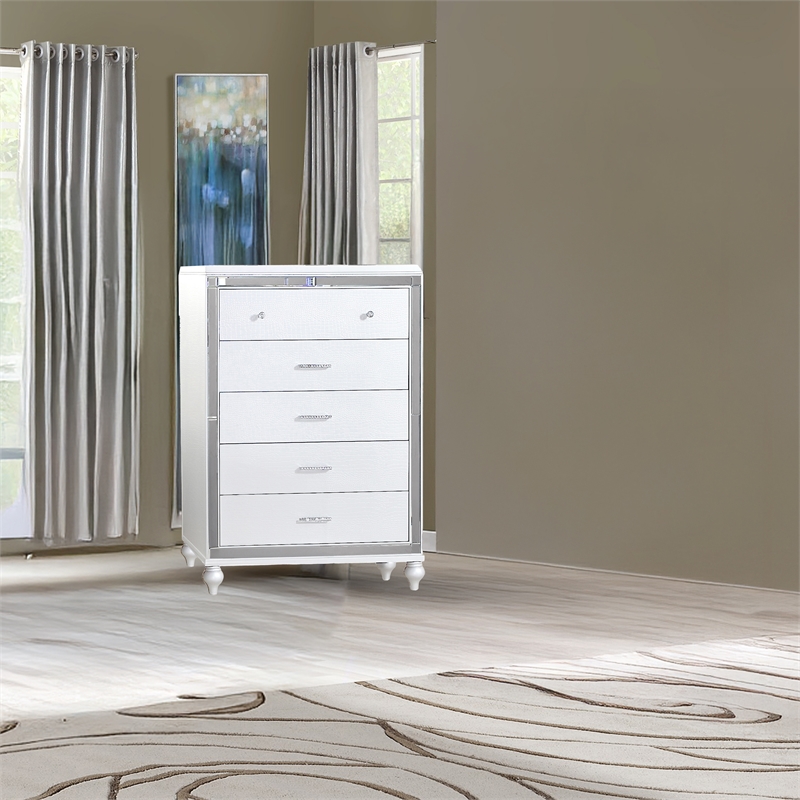 Sterling Mirror Framed Chest Made With Wood in White Color