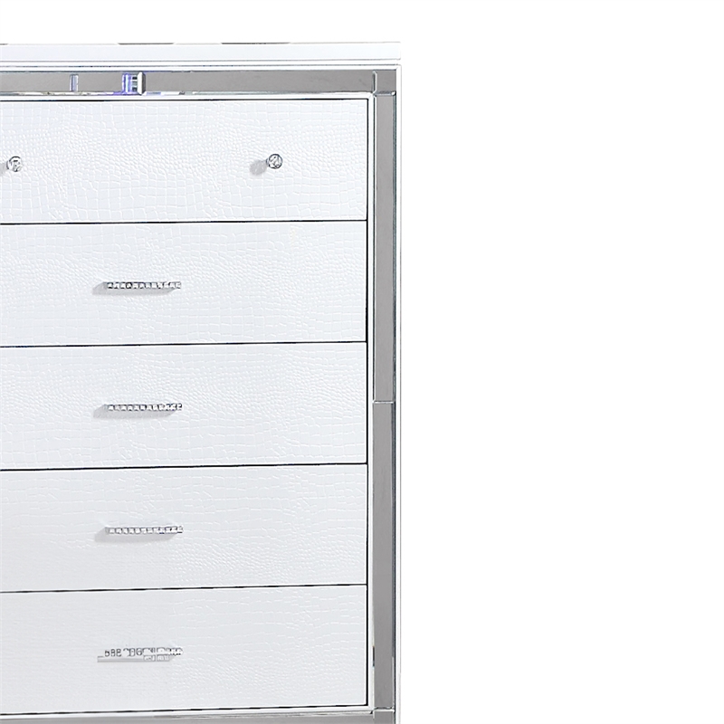 Sterling Mirror Framed Chest Made With Wood in White Color