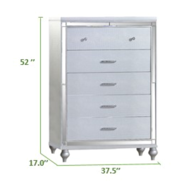 Sterling Queen 5 PC LED Bedroom set made with wood in White Color